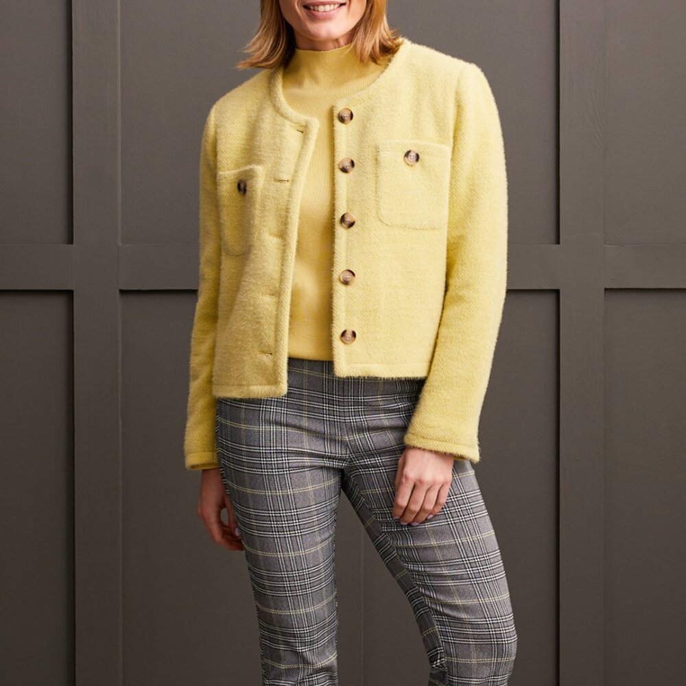 Cropped waffle jacket